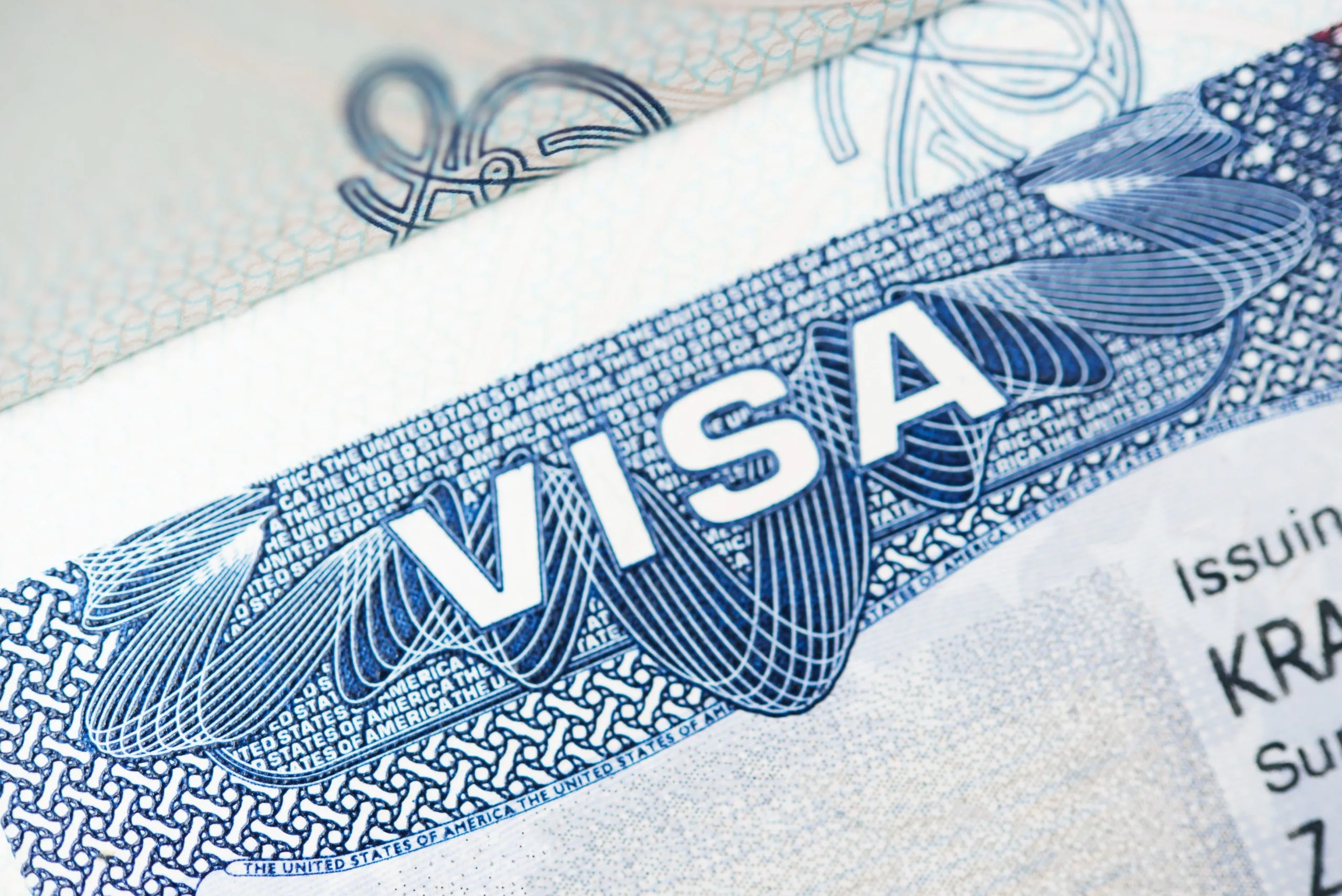 Imagen de cerca de una visa mostrando cuál es el numero de visa americana