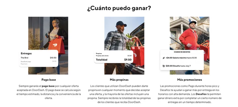 Los repartidores de Doordash cuentan con tres opciones para ganar dinero.